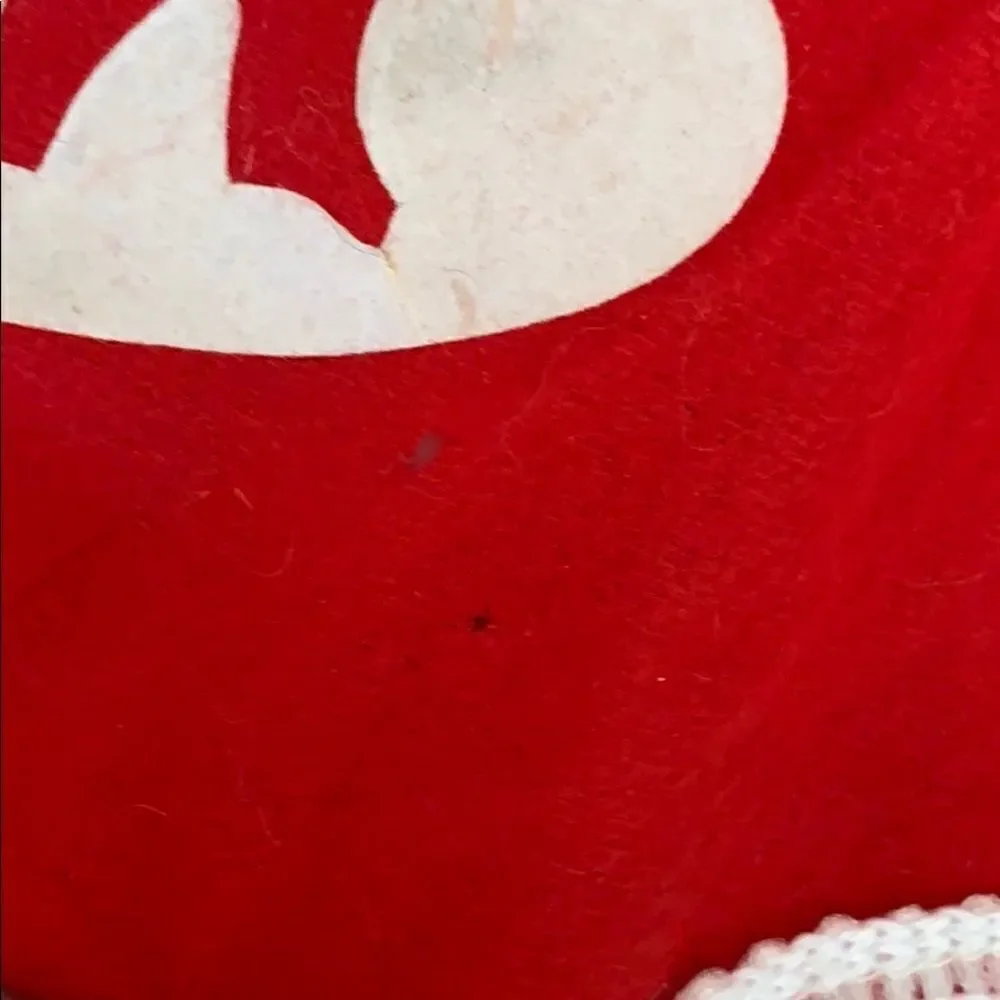 Vtg red felt Christmas‎ tablecloth or tree skirt